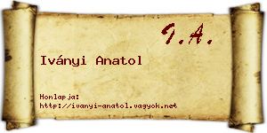 Iványi Anatol névjegykártya